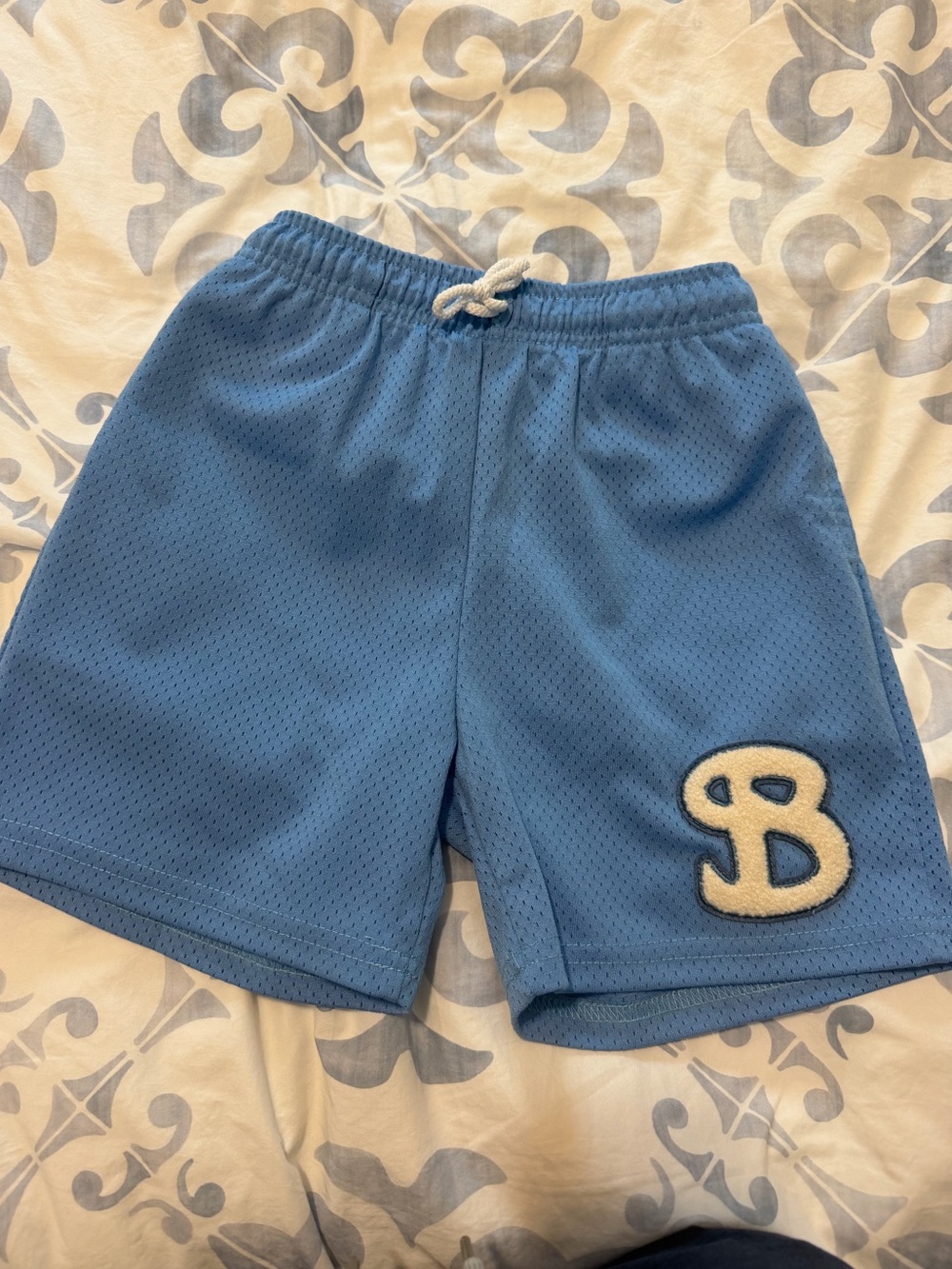 Bucketsquad Kids Light Blue Mesh Athletic Shorts with Contrast Patch